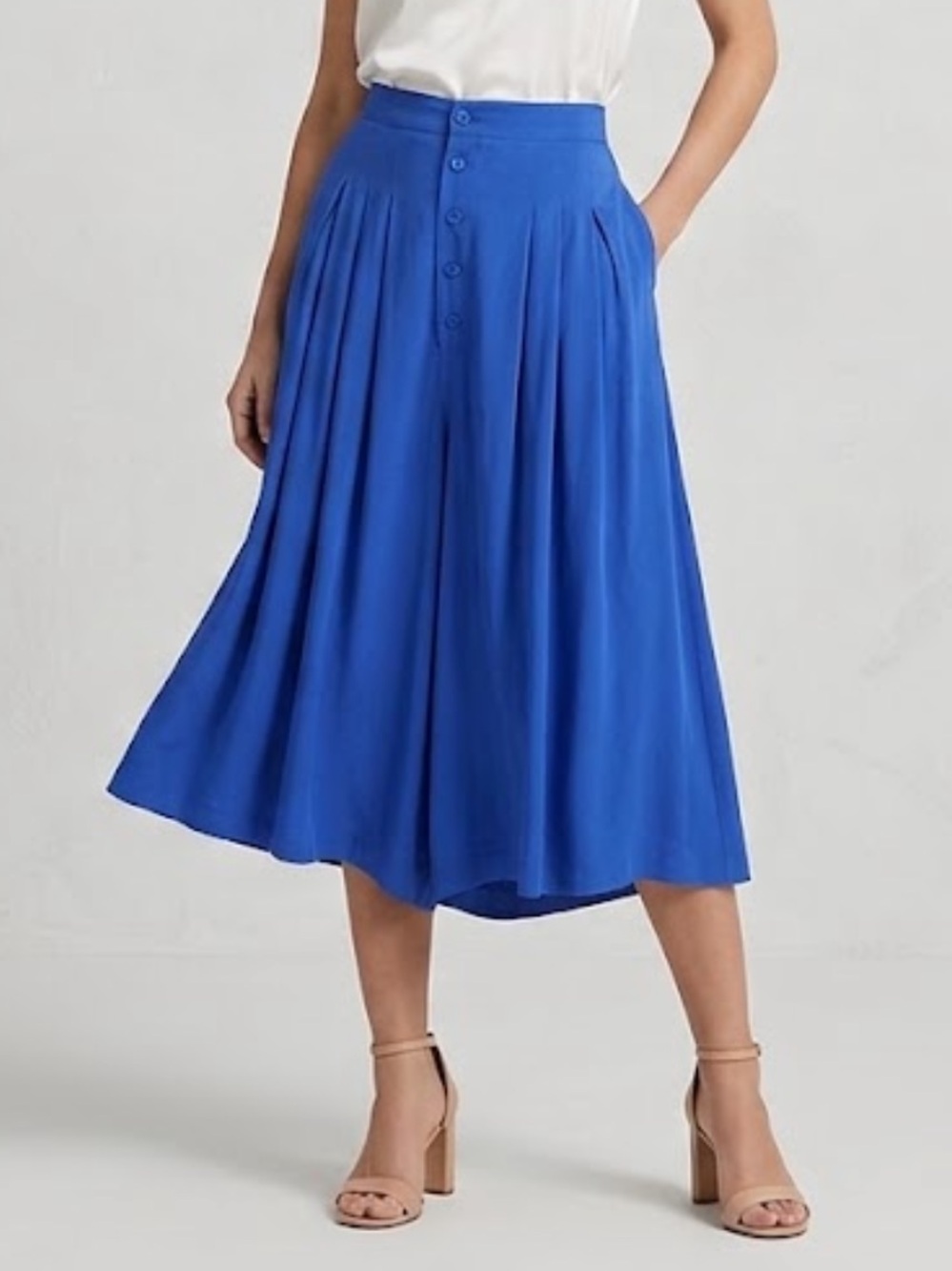 Sunny Leigh Cobat Blue Silk Palazzo Culotte Pant Skirt medium